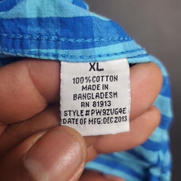 PD&C Classic Plaid Button Down Shirt Men’s XL Blue - Picture 8 of 12